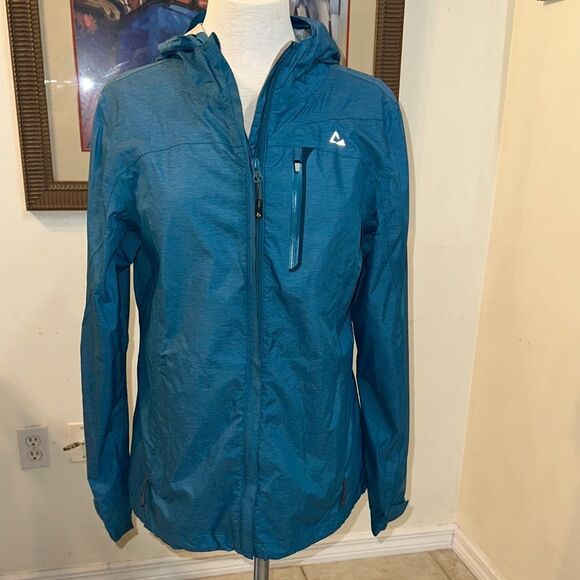 Paradox Teal Hooded All Weather Jacket with Logo Size Small - Picture 8 of 12